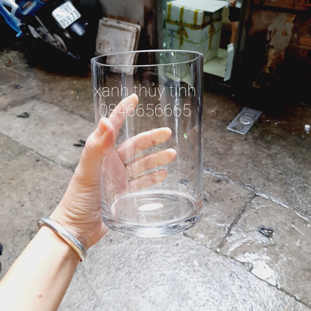 Bình thủy tinh trang trí, cắm hoa trụ tròn 10x15cm