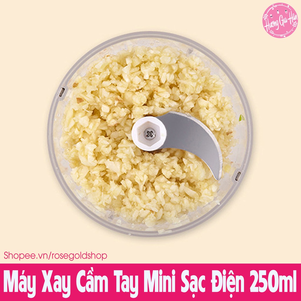 Máy Xay Thịt Cầm Tay Mini Sạc Điện 250ml Siêu Khỏe – Máy Xay Đồ Ăn Dặm, Tỏi Ớt, Củ Quả Đa Năng, Có Cổng Sạc USB