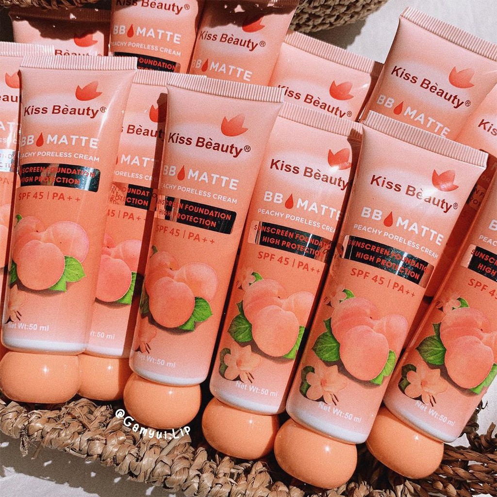 Kem Nền BB Matte Đào 2in1 Kiss Beauty - Kem Che Khuyết Điểm Chống Nắng SPF45