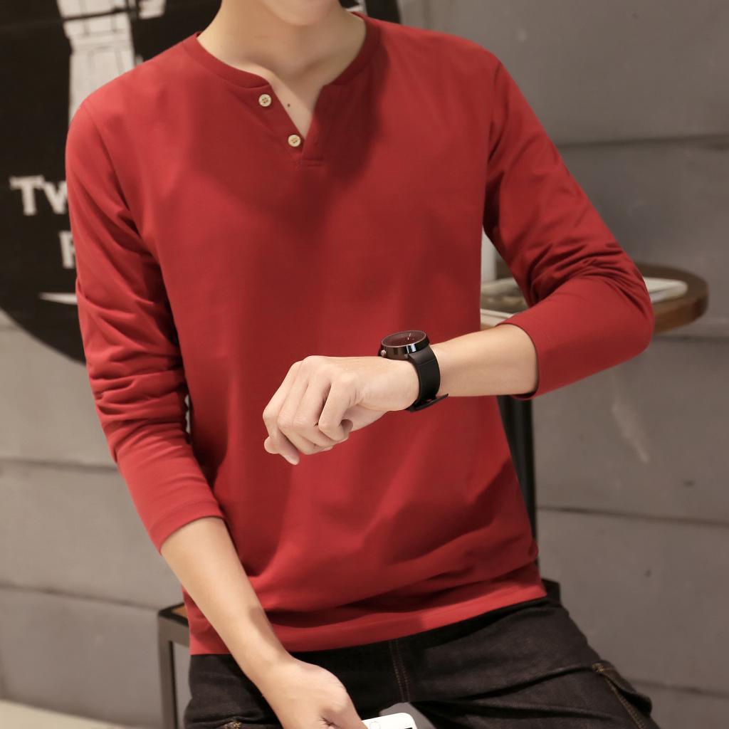 Áo Thun Trơn Dài Tay Cổ Chữ V Cho Nam (M-2Xl) | BigBuy360 - bigbuy360.vn