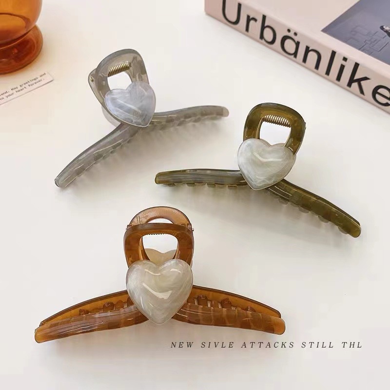 Kẹp Tóc Càng Cua Hình Vuông / Trái Tim Bằng Acrylic Đơn Giản Cho Nữ