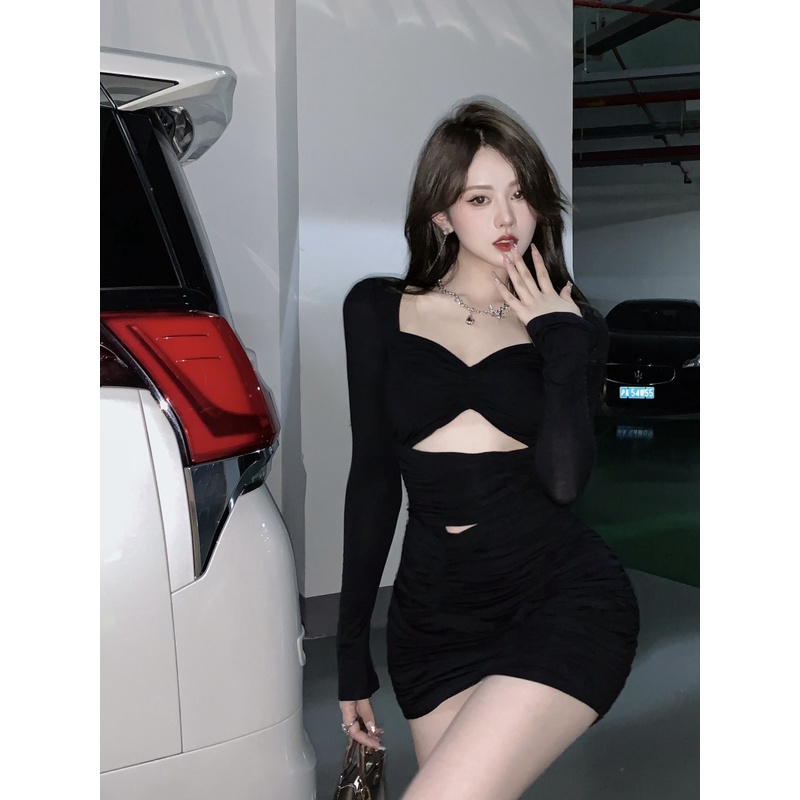 Váy ôm body cut out nhún viền