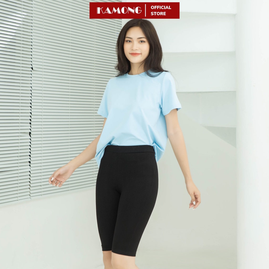 Quần legging ngố nữ KAMONG vải cotton dẻo co dãn tốt cạp cao dáng lửng ngắn LG002