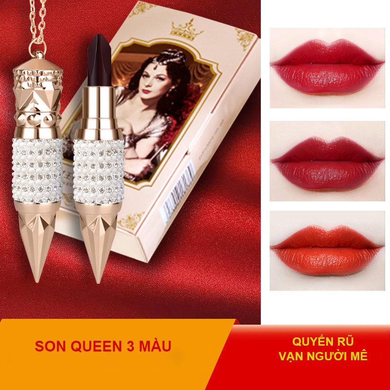 Son Lì Không Trôi Chính Hãng Nội Địa Trung QUEEN, Chất Son lì Siêu Mịn, Chống Nước, Lâu Trôi, Cho Bạn Đôi Môi Căng Mọng