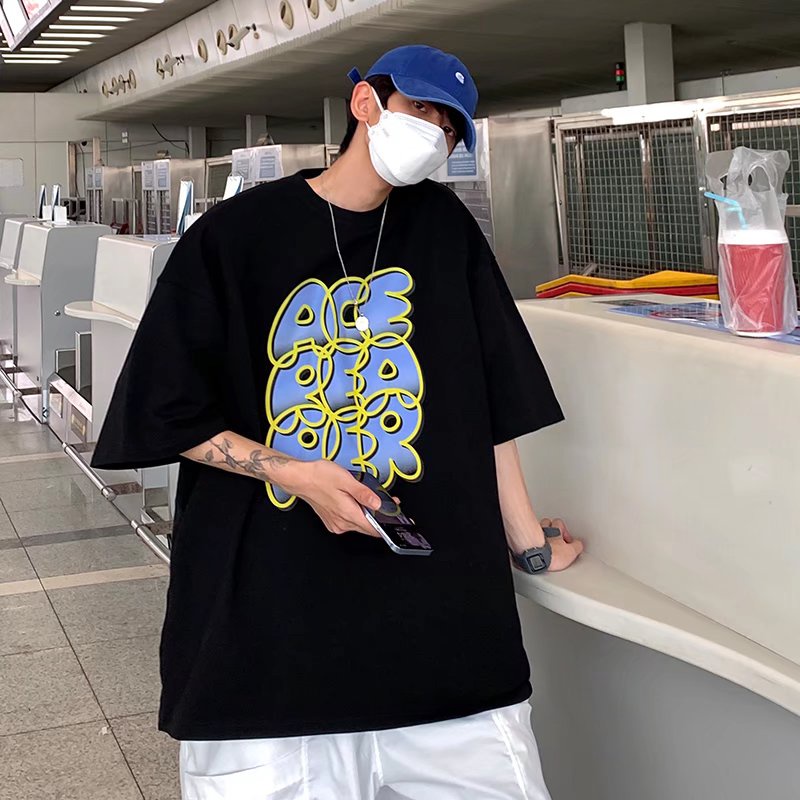 Áo Thun Tay Ngắn Dáng Rộng In Chữ Phong Cách Hip Hop Hàn Quốc Thời Trang Mùa Hè Cho Nam Và Nữ size M-5XL