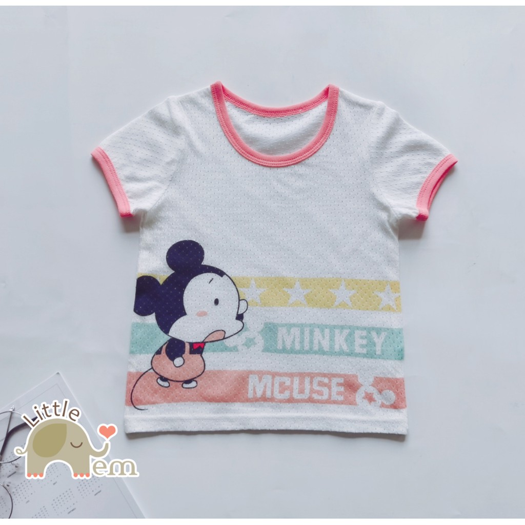 Set 2 áo bé trai/ bé gái Cotton xuất Nhật cộc tay _ Mickey