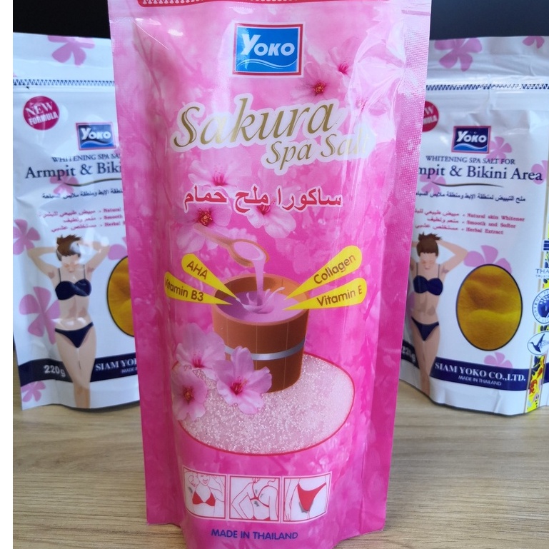 Muối tắm tẩy tế bào chết yoko Sakura Spa Salt túi 300g (hoa anh đào) - tẩy da chết hiệu quả