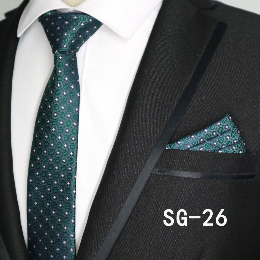 Cà Vạt Lụa Vuông 6CM Họa Tiết Chấm Bi Thời Trang Cho Nam