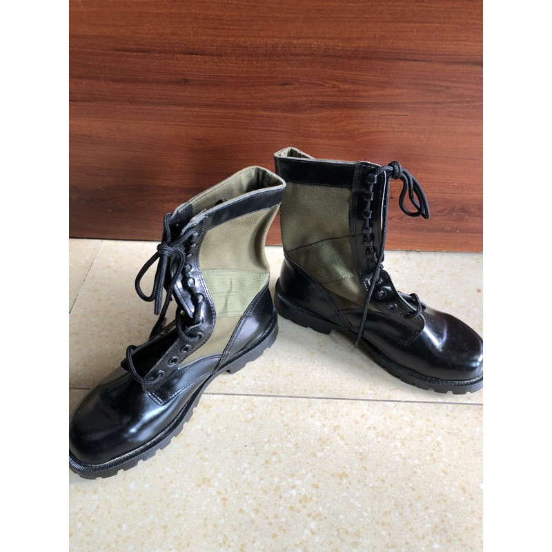 Giày cao cổ vải xanh viền da | BigBuy360 - bigbuy360.vn