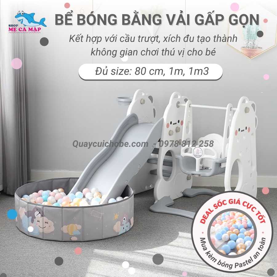 Bể bóng cho bé bằng vải cao cấp cho bé, bể bóng gấp gọn bằng vải bé trai bé trái