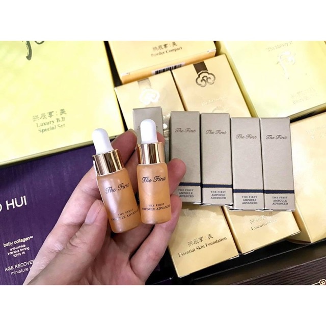 combo 2 lọ Tinh chất vàng Ohui The First Ampoule 5ml siêu hồi sinh da với thành phần vàng 24K