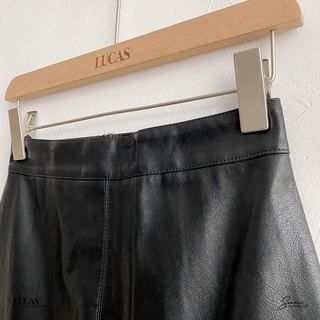 Chân váy da đen dáng a ngắn basic