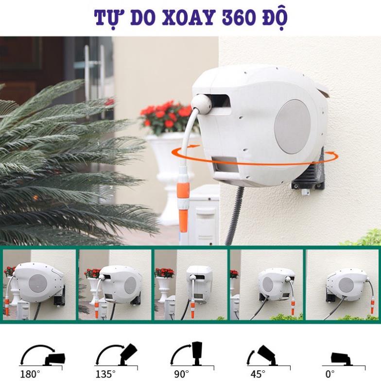 Vòi tưới cây, vòi rửa xe Lionking 15 MÉT. Rulo cuộn ống tự động