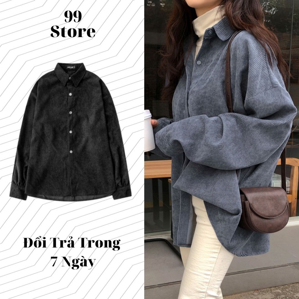 Áo Sơ mi nhung Tăm vintage ,chất lIệu vải nhung tăm mềm mịn dày dặn không bai xù, phong cách trẻ trung năng động