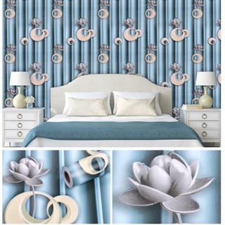 Giấy dán tường hoa sen đá vòng tròn decal sẵn keo khổ 45cm