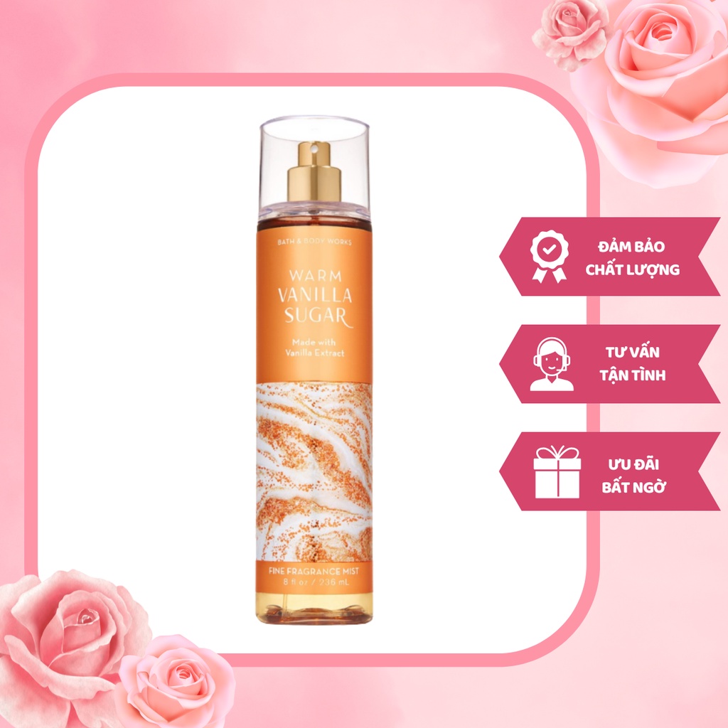 Xịt Thơm Toàn Thân Bath Body & Works Warm Vanilla Sugar Fine Fragrance Mist Hương Thơm Nhẹ Nhàng Thanh Cao 236ml