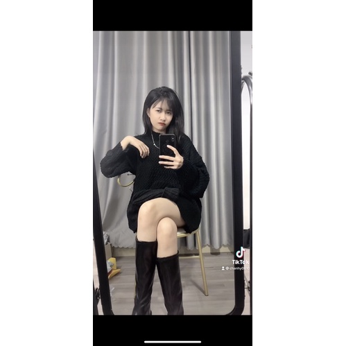 Áo len gạo dáng rộng 😚Video ảnh thật [ Sẵn_Đen] | BigBuy360 - bigbuy360.vn