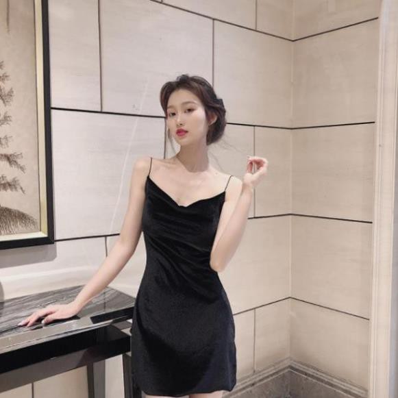 Váy Đầm Nữ Body -  Đầm 2 Dây Body Dáng Dài Hở Lưng Co Giãn Màu Đen Phong Cách Gợi Cảm, Sexy Siêu Đẹp. 👗 *