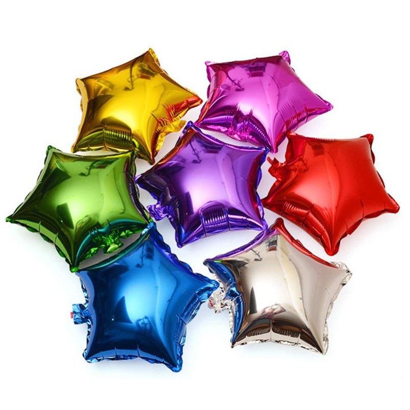 Set 5 Bóng Bay Hình Trái Tim Ngôi Sao 10&quot; Trang Trí Tiệc Sinh Nhật Dễ Thương