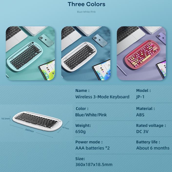 Bàn Phím Không Dây Remax JP-1 tích hợp khe để điện thoại, máy tính bảng kết nối cùng lúc 02 thiết bị Bluetooth và 01 USB