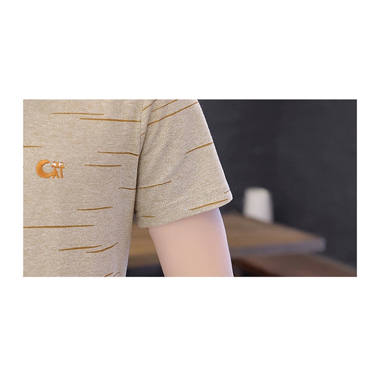 Áo Thun polo Tay Ngắn Cổ Tròn Bằng Vải Lụa Lạnh Thời Trang Mùa Hè Cho Nam Trung Niên 5Yr8