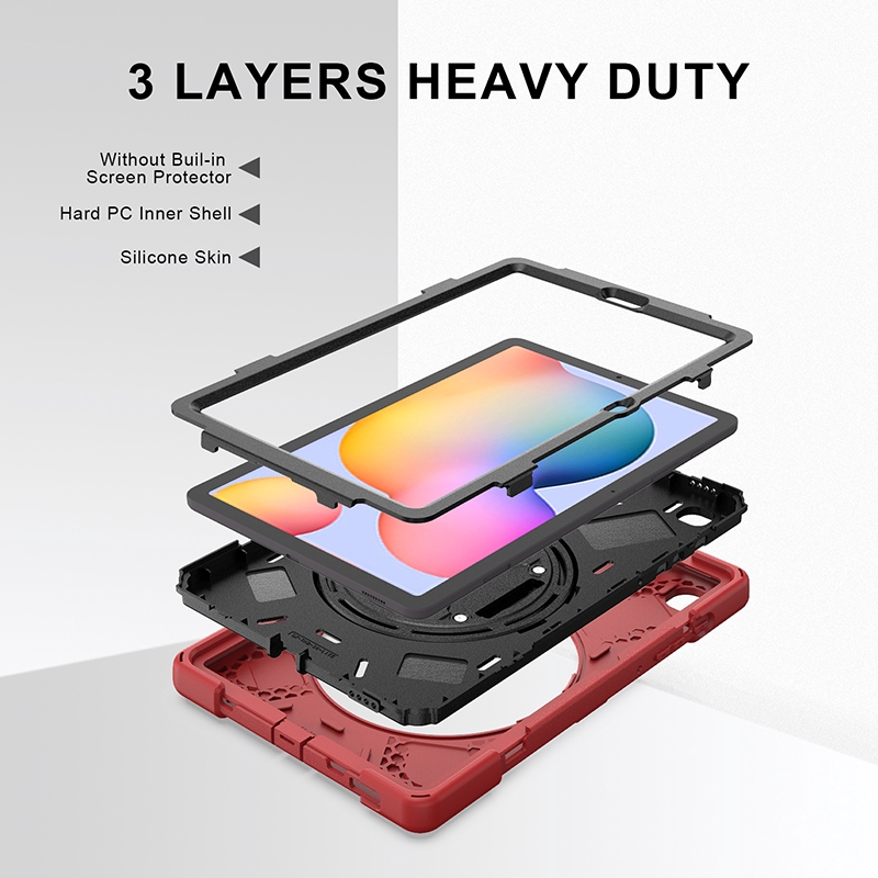Hybrid shock proof case Vỏ bảo vệ for Samsung Galaxy Tab S6 Lite Ốp lưng SM-P610 SM-P615 chống rơi cover with pencil slot hand and shoulder strap