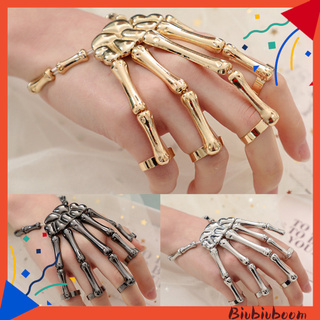Vòng tay kết hợp nhẫn hình xương bàn tay phong cách gothic độc đáo
