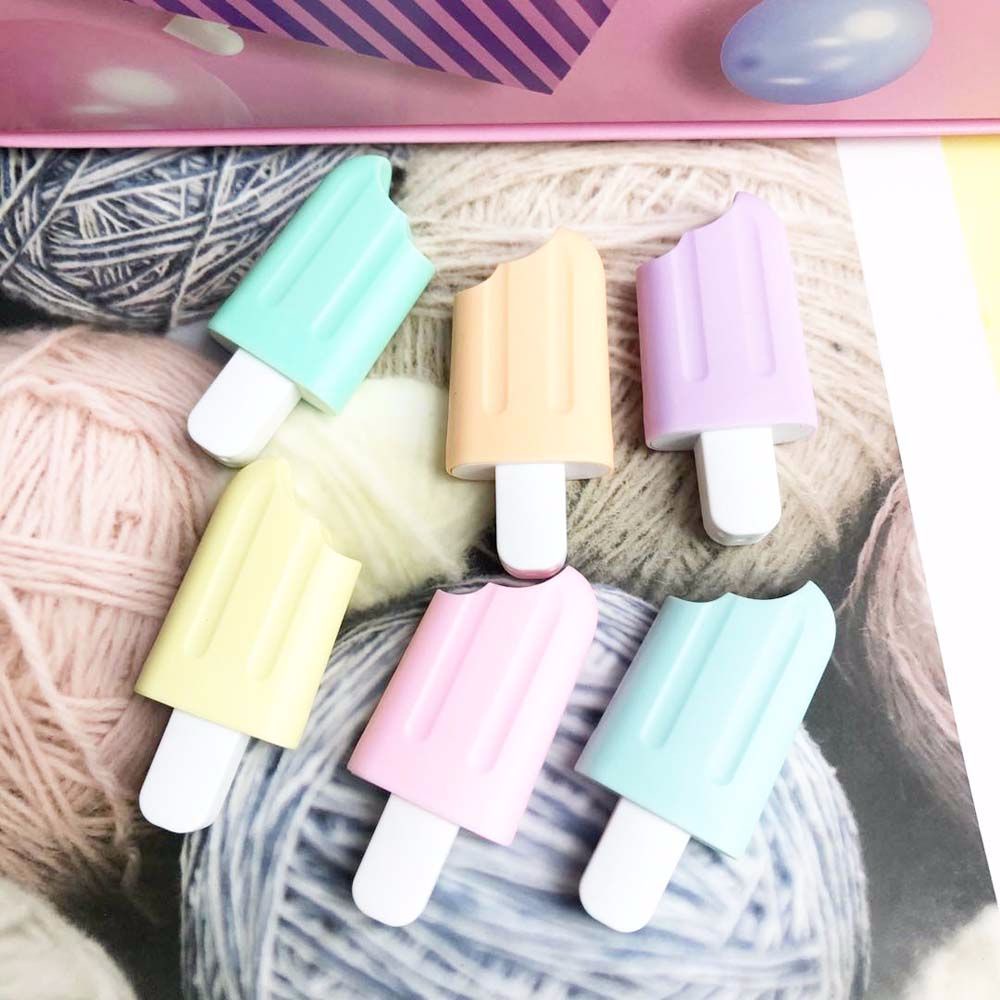 Set 6 bút dạ quang nhiều màu sắc hình que kem dễ thương
