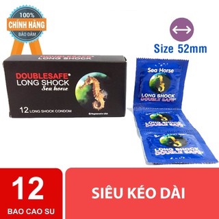 [Chính Hãng] Bao Cao Su Cao Cấp Long Shock Cá Ngựa (Hộp 12 Bao) -Dòng Bcs Siêu Mỏng Chống Xuất Tinh Sớm Kéo Dài Cuộc Yêu