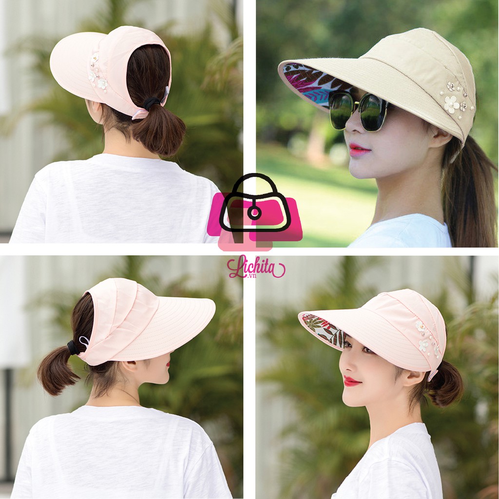 [Hot Trend Hè] Mũ Chống Nắng Hở Chóp Vải Chống Tia UV Nhiều Màu Hồng, Be, Xanh, Đen, Tím, Kaki MCN1-8