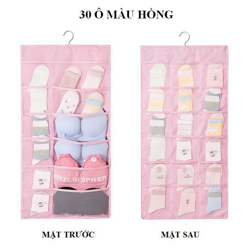 Túi treo đồ lót, vớ 2 mặt 30 ngăn