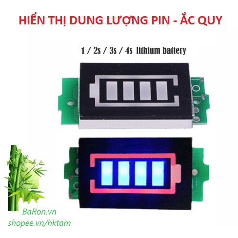 Mạch hiển thị dung lượng pin - ắc quy 1S/2S/3S/4S từ 3,7V đến 12,6V