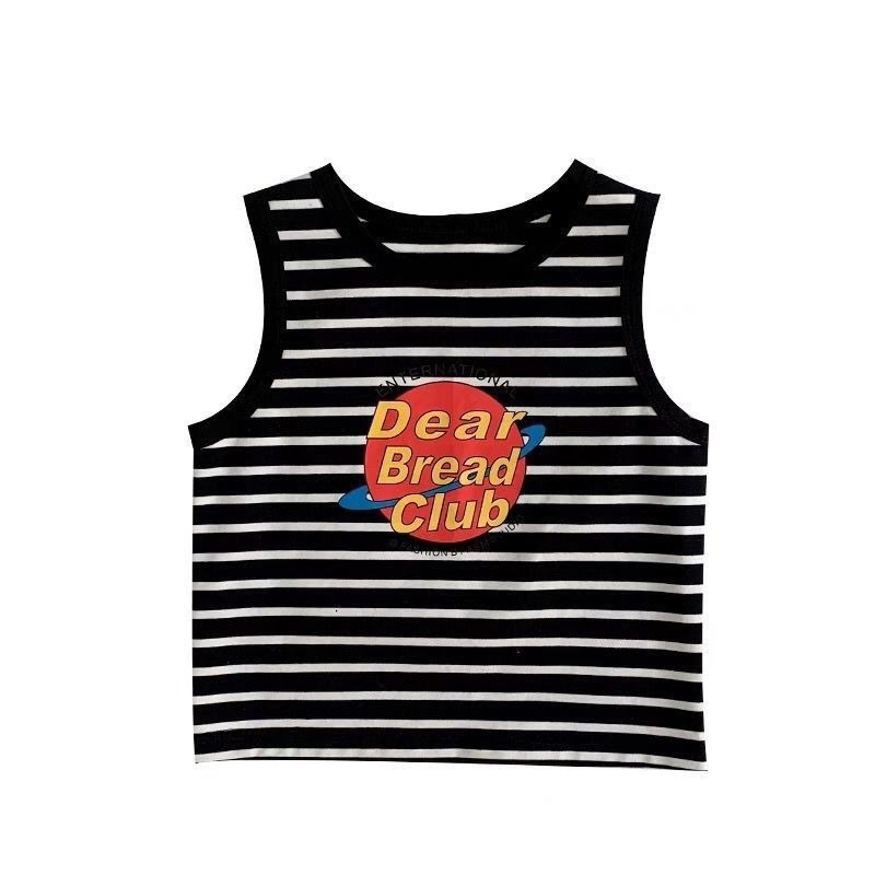 Áo Thun Không Tay Họa Tiết Kẻ Sọc Thời Trang Hàn Quốc Cho Trẻ Em Trai