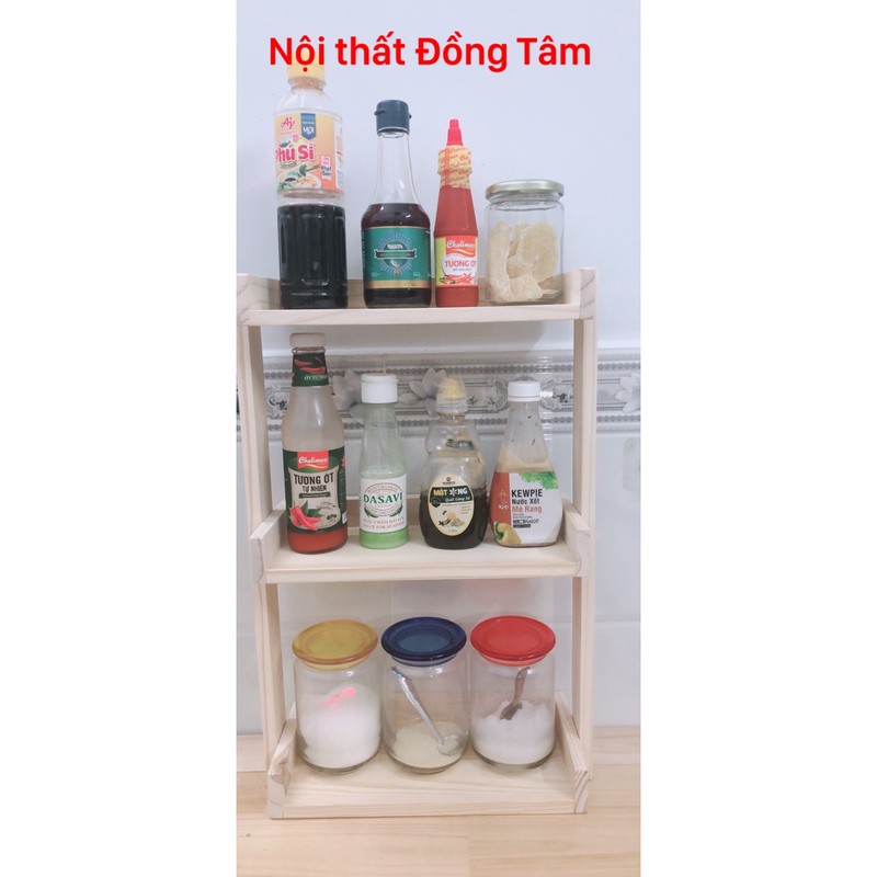 Kệ gia vị sát tương bằng gỗ thông