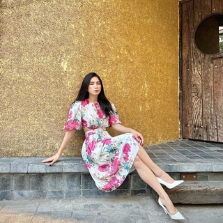 Váy hoa cut out eo tay bồng huong boutique - hbv1192