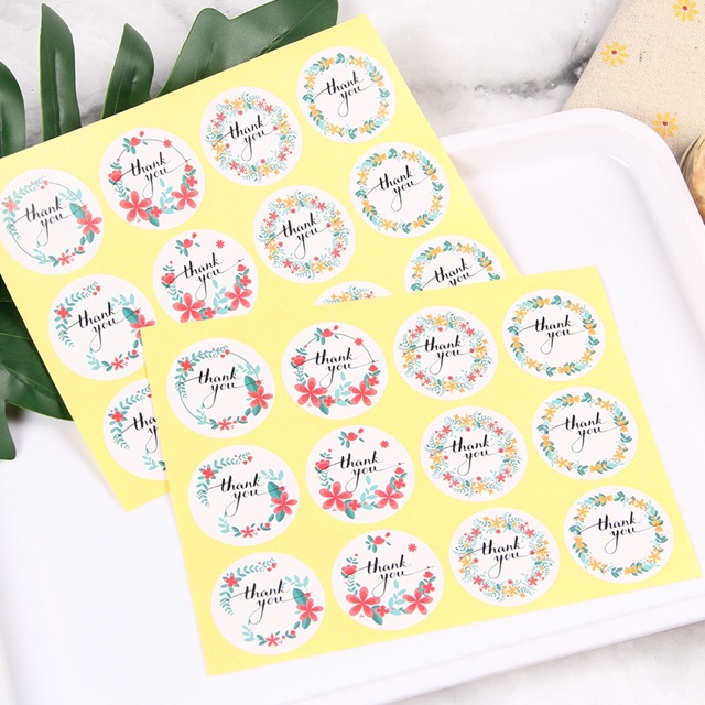 SỈ 2.5K Bìa 12 miếng dán sticker THANK YOU hoa TK28 D3.8cm | WebRaoVat - webraovat.net.vn