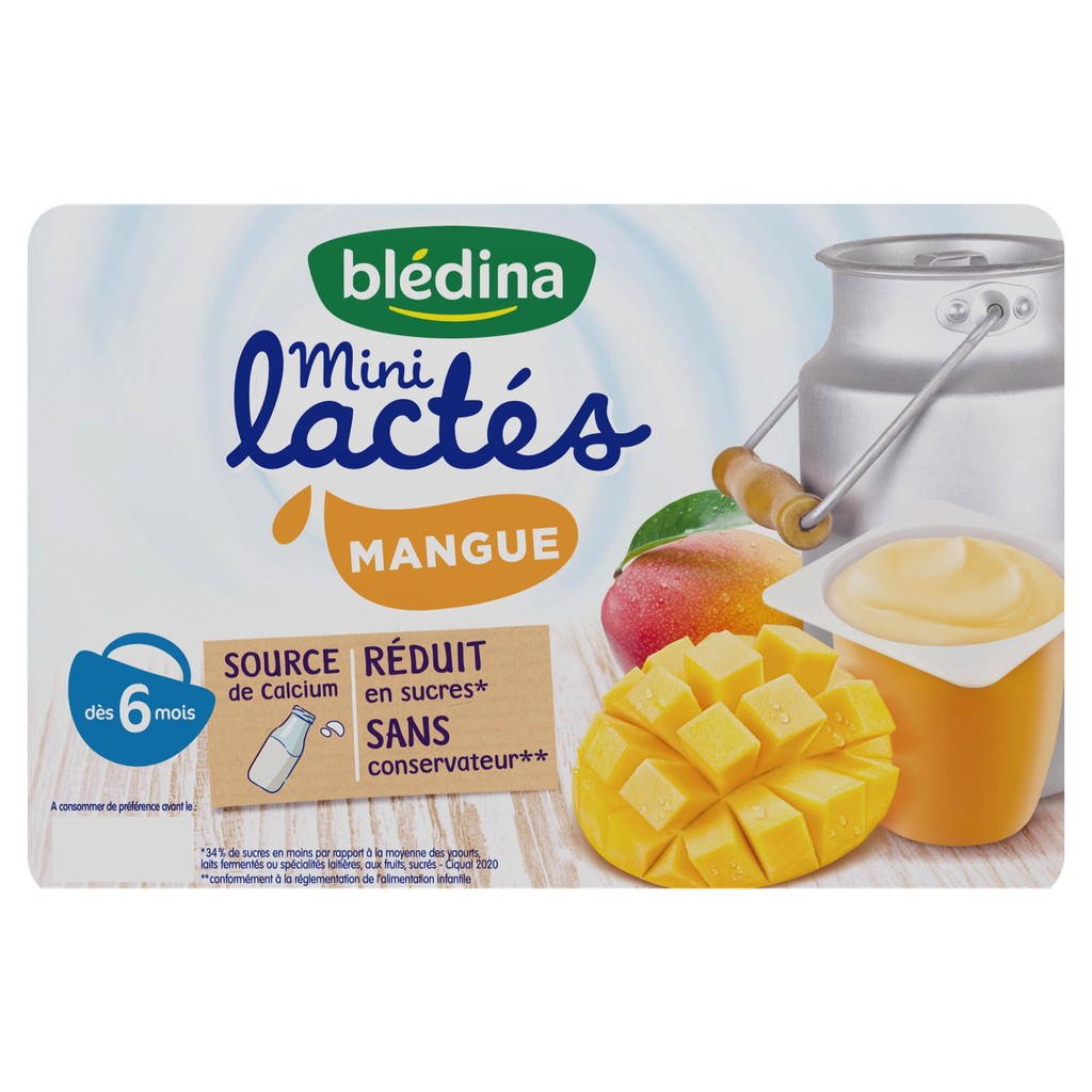 Sữa chua BLEDINA MINI LACTES 6M+ đủ vị 330g