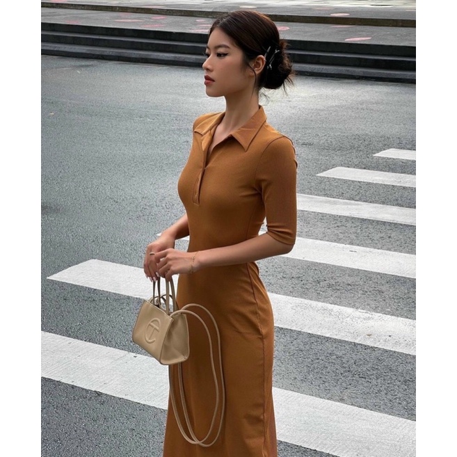 🍂 ĐẦM BODY MAXI CAM ĐẤT TAY LỠ