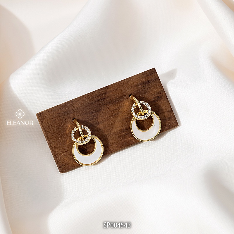 Bông tai nữ chuôi bạc 925 Eleanor Accessories dáng tròn đính đá sang chảnh phụ kiện trang sức 4543