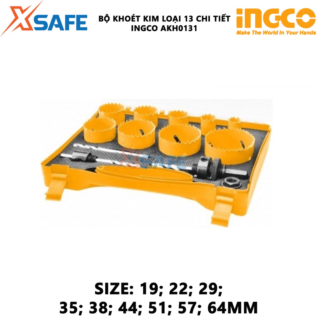 Bộ mũi khoét kim loại 12 chi tiết INGCO AKH0131 đa dạng kích thước