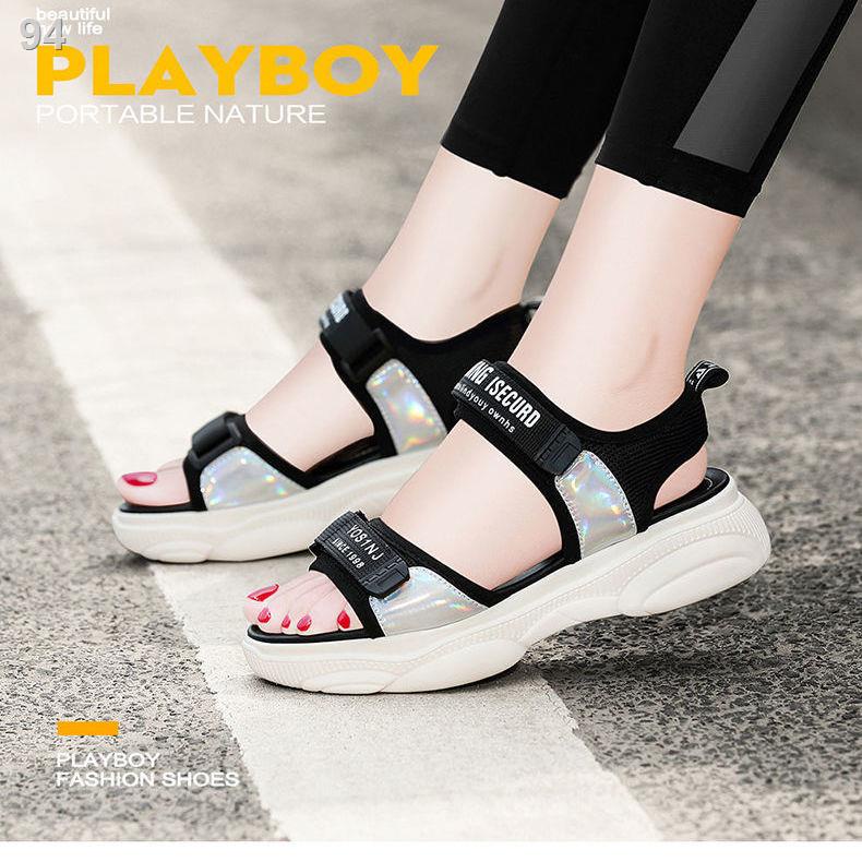 Dép thể thao nữ sinh hè 2021 đế dày mẫu mới phiên bản Hàn Quốc mái dốc với giày đi biển phong cách cổ tích giày lưới đế