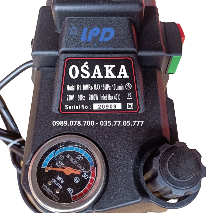 Máy Rửa Xe Gia Đình Có Chỉnh Áp Osaka R1 thế hệ mới dây xịt dài 15m