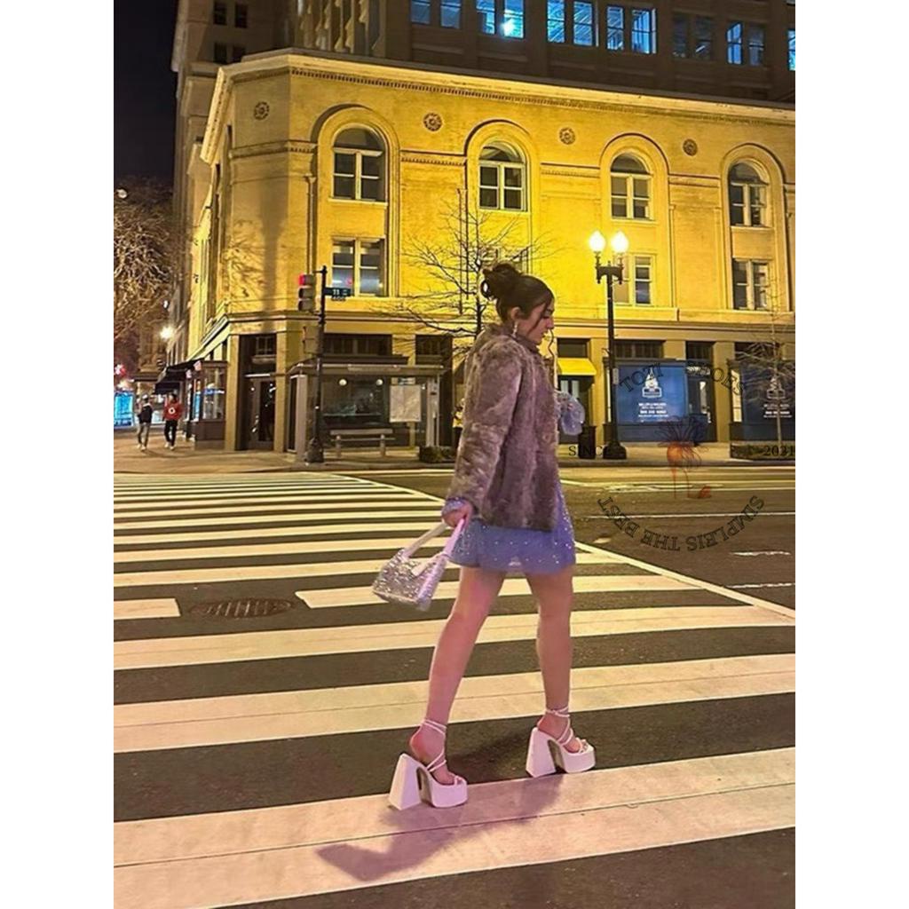 GIÀY CAO GÓT TOTIIE STORE - SANDAL NỮ HAI QUAI NGANG MẢNH PHONG CÁCH THỜI TRANG HIỆN ĐẠI G2304240