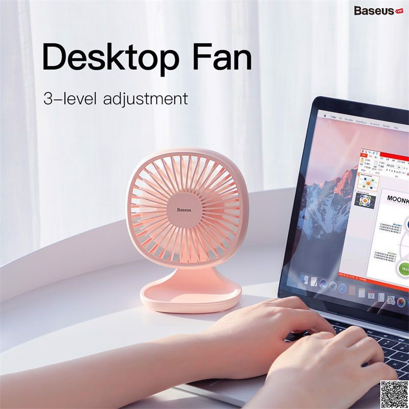 Quạt mini để bàn Baseus Baseus Pudding-Shaped Fan ( 3 mức tốc độ - Mini USB Air Cooling Fan Clip Desk Fan)