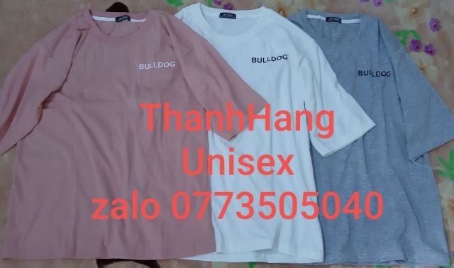 Áo thun% hình thật☆ tay lỡ unisex free size Bulldog