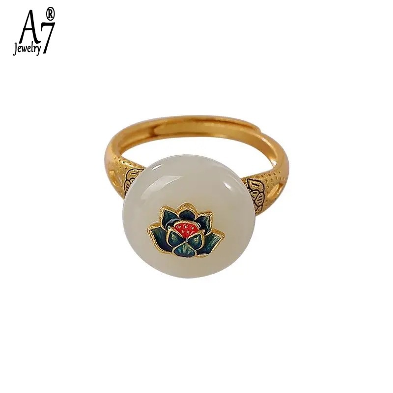 Nhẫn Hở Mạ Bạc 925 Hình Hoa Sen Xinh Xắn A7Jade S925