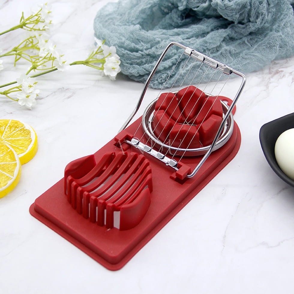 Dụng Cụ Cắt Trứng Luộc 2 Trong 1 Bằng Thép Không Gỉ