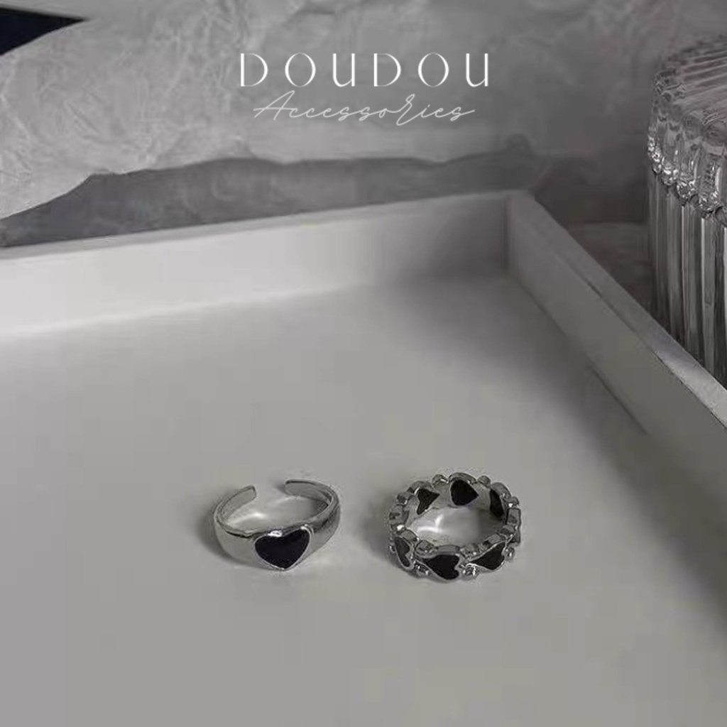 Nhẫn nữ Doudou Set nhẫn hot trend phá cách cá tính phong cách Âu Mỹ chất liệu mạ bạc S925 sang chảnh thời trang JZ007