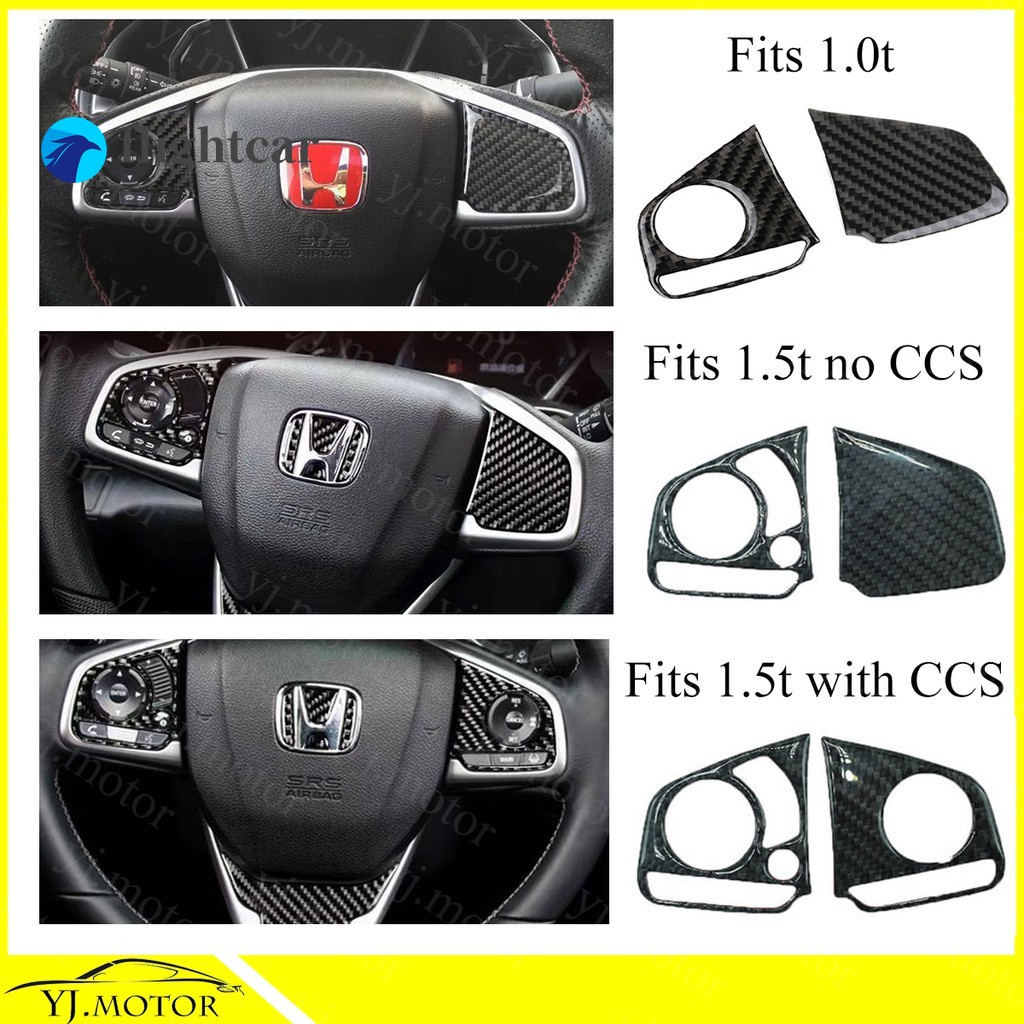 Miếng Dán Trang Trí Vô Lăng Xe Hơi Honda Civic FC 2016-2020 Bằng Sợi Carbon