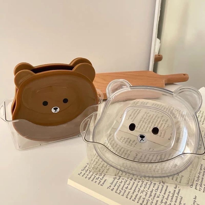Set 8 Đĩa Hình Gấu Siêu Cute Đĩa Nhựa Hình Gấu Cute Đĩa decor Đựng Đồ Ăn (SP41232483)